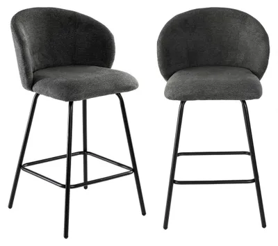 Image de CALICOSY - Lot de 2 tabourets en tissu chiné et pieds en métal SORREL