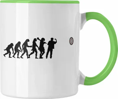 Produktbild von Trendation - Dart Tasse Dartpfeil Evolution Spruch Männer Dart-Spieler Geschenkidee (Grün)