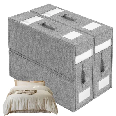 Produktbild von 2er Set Aufbewahrungstaschen für Bettlaken, Faltbare Bettwäsche-Organizer aus Stoff, Unterbett Aufbewahrungsboxen mit Griffen, Platzsparende