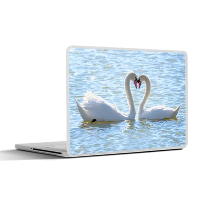 Produktbild von MuchoWow® Laptop Aufkleber Sticker Cover Vögel - Schwan - Wasser - Liebe - Sonne 36.5x27.5 cm - Laptop-Sticker