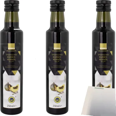 Produktbild von Edeka Genussmomente Kürbiskernöl 3er Pack (3x250ml Glas) + usy Block