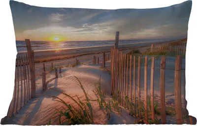 Produktbild von MuchoWow® Outdoor Kissen - Strand - Meer - Düne - Sonnenuntergang - Landschaft - 60x40 cm - Wetterfest - Lounge Kissen - Zierkissen - Kissen für Innenräume