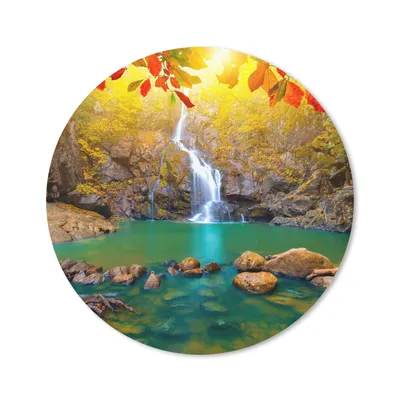 Produktbild von MuchoWow® Mauspad Mousepad Steine - Baum - Wasserfall - Herbst - Rot 20x20 cm - Mousepads - Maus Mat - Pad - Mausunterlage - Schreibtischmatte