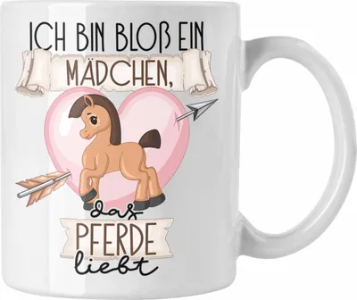 Produktbild von Trendation - Pferde Reiterin Tasse Geschenk Frauen Ich Bin Bloß Ein Mädchen Das Pferde Liebt Reiten Pferdeliebhaber Geschenk Spruch Geburtstag (Weiß)