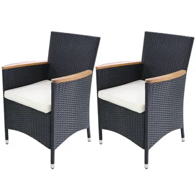 Produktbild von Gartenstühle 2 Stk. mit Polstern Poly Rattan Schwarz