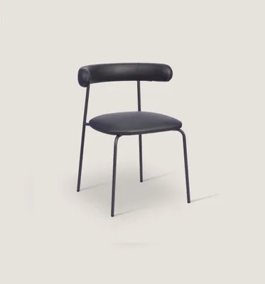 Image de Chaise noire en acier inoxydable similicuir Chaises monoplace Salle à manger Meubles