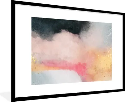 Produktbild von MuchoWow® Gerahmtes Poster Malerei - Abstrakt - Design 90x60 cm - Poster mit Schwarzem Bilderrahmen Wandposter Rahmen Foto Bilder - Wanddekoration - Fotos
