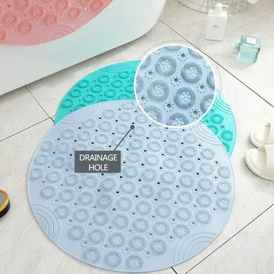 Image de Tapis de bain antibactérien en PVC, 55 x 55 cm, lavable en machine à haute température, antidérapant, gris