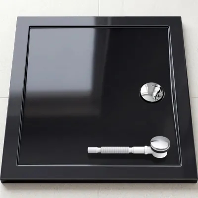 Produktbild von doporro Duschtasse Duschwanne 75x90x4 flach inkl. Ablaufgarnitur AL01 aus Acryl in Schwarz Rechteckig DIN-Anschlüsse für bodenebene Montage geeignet Faro2