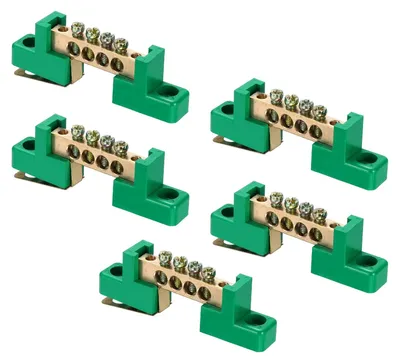 Erdungssammelschienen, Kupfer, 4 Positionen, 5 Stück, 68,8 mm