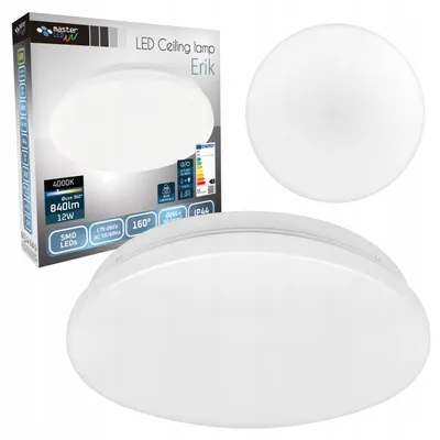 Produktbild von MasterLED LED Deckenleuchte IP44 12W 840lm Neutralweiß 4000K Flach Rund Modern Deckenlampe für Flur Küche Badezimmer