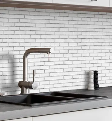 Produktbild von Küchenrückwand selbstklebend weiße Ziegelsteine Spritzschutz Folie 60 x 60cm Folie 0,2mm
