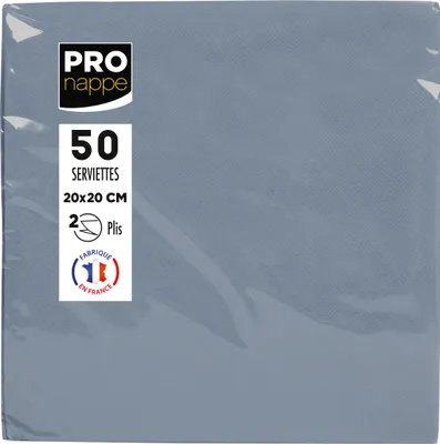 Image de Pronappe 16x 50 serviettes cocktail ouate 2 plis 20x20 cm Gris SV622030I