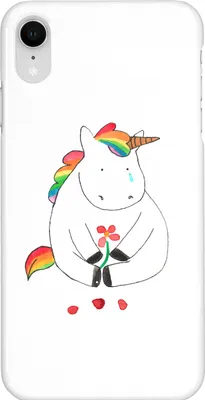 Produktbild von Mr. & Mrs. Panda Iphone XR Handyhülle Einhorn Traurig - Weiß - Geschenk, Liebe, Handy Case, Freunde, Unicorn, Einhörner, Glitzer, Blume, Premium Kunststoff