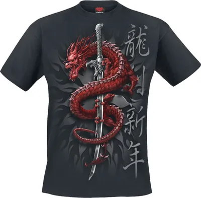 Produktbild von Spiral T-Shirt Herren Oriental Dragon schwarz Rockwear 100% Baumwolle L