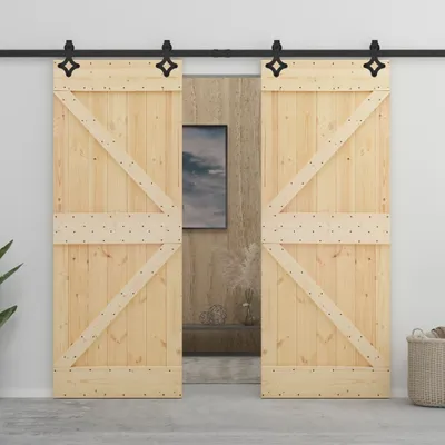 Produktbild von vidaXL Schiebetür mit Beschlag 90x210 cm Kiefer Massivholz