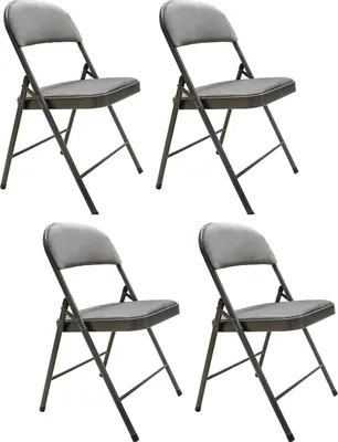 Produktbild von 4er Set Klappstühle Grau, klappbar, Metallgestell, gepolstert, 46x48x78 cm, Sitzhöhe 44 cm