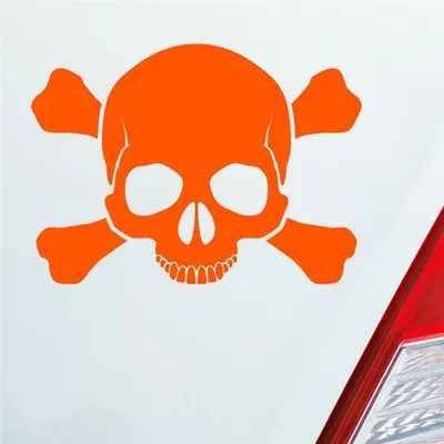 Produktbild von Auto Aufkleber Totenkopf Skull Pirat Tod Kopf Car 13,5x10 cm Orange Sticker Heckscheibenaufkleber