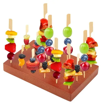Image de Solidchoice - Récipient en bois pour brochettes, avec 24 emplacements pour snacks et cocktails