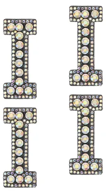 Produktbild von Bügelbuchstaben Aufnäher - 10 Stück Alphabet Applikation mit Strass und Perlen - für Kleidung Hut und Tasche - Schwarz