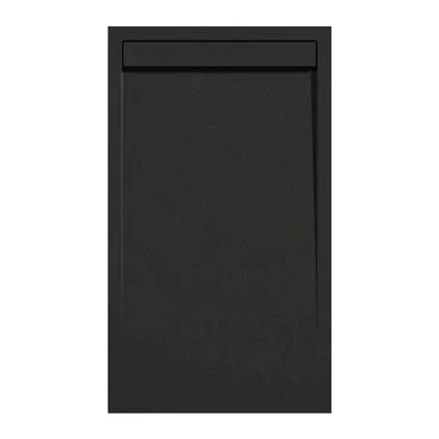 Produktbild von Mineralguss-Duschwanne extra flach CLEVER Schieferoptik SCHWARZ 90x210 cm  Auslaufschutz in Farbe