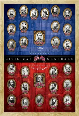 Image de Educational - Éducation - Poster - Civil War Generals + cadre interchangeable, Shinsuke® Maxi MDF hêtre, vitre acrylique