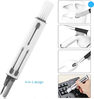 Produktbild von AirPods Reinigungsset 4-in-1 – Reinigungsstift mit Metallspitze, Bürste & Schwamm, für alle Ohrhörer、Schmuck, kleine Antiquitäten usw– Grau