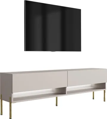 Image de TV-Lowboard 170 cm Cachemire, pieds droits dorés, LED blanc, 170 × 32 × 52 cm