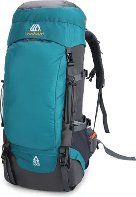 Produktbild von 65L Wanderrucksack Wasserdichter Outdoor-Sportreisetagesrucksack für Männer Frauen Camping Trekking Touring (Seeblau)