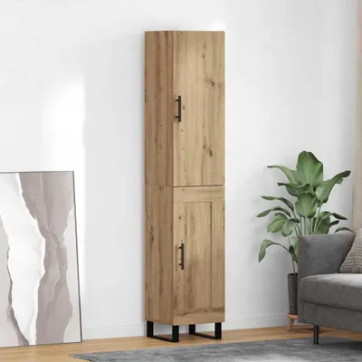 Image de vidaXL Highboard Chêne Artisan 34,5 x 34 x 180 cm Matériau dérivé du bois