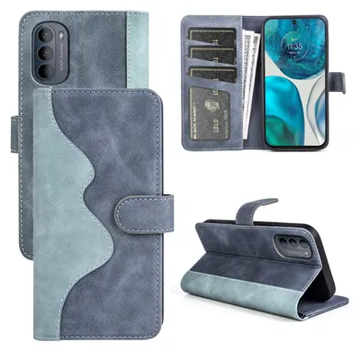 Image de Étui de protection en similicuir bleu pour Motorola Moto G52 4G