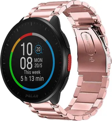 Produktbild von Strap-it Stahlarmband - Kompatibel mit Polar Pacer Armband Ersatzarmband Edelstahl Armband mit faltschließe Sportuhr zubehör für smartwatch 20mm Armband Rosa