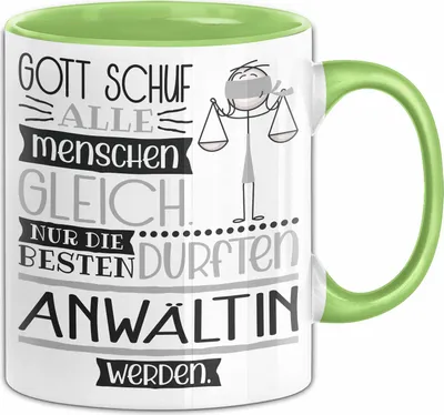 Produktbild von Anwältin Geschenk Becher Tasse Gott Schuf Alle Menschen Gleich Nur Die Besten Durfeten Anwältin Werden Geschenkidee Lustig (Grün)