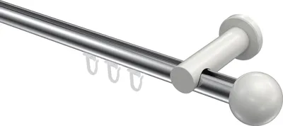Produktbild von Interdeco Innenlaufstange / Gardinenstange mit Innenlauf Chrom / Weiß, Typ Platon Luino (Kugel), 20 mm Ø 1-läufig, 260 cm