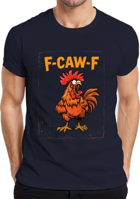 Zdjęcie produktu dla F-CAW-F Śmieszna koszulka męska z kogutem w stylu retro, granatowa, M
