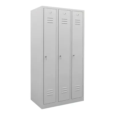 Produktbild von STIER Garderobenspind, 3 Abteile, 1800x870x500mm, lichtgrau, 1 Regalboden, 1 Kleiderstange, abschließbar