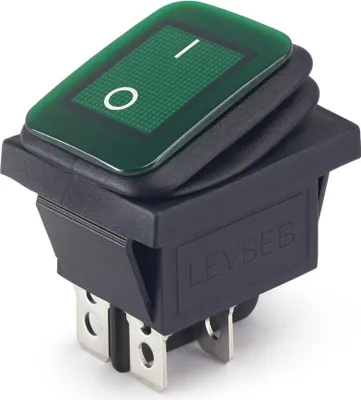 Produktbild von Wasserdichte Wippschalter IP67 grün 2-pol (4Pin) EIN-AUS 250V 16A beleuchtet LED