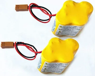 Image de pack de 2 piles BR-2 / 3AGCT4A 6V PLC pour système CNC FANUC A98L-0031-0025 avec connecteur