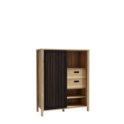 Immagine prodotto di Cassettiera >Jecho< in rovere mauvella / nero - 103,4x129,9x40,2cm (LxAxP)