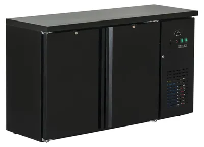 Produktbild von Gastro Barkühler | Barkühlschrank | Flaschenkühltisch | Schwarz | 2 Türen | 280 Liter | +2 bis +8 °C