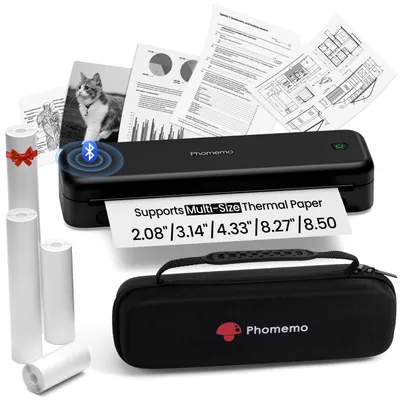 Produktbild von Mobiler Thermodrucker Taschendrucker Mini-Drucker - A4 - 700 g - Bluetooth - Mit Tragetasche und 4 Thermopapierrollen