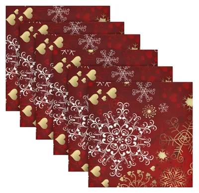 6er-Set Stoffservietten, Polyester, Schneeflocken-Motiv, 50,5 x 50,5 cm