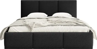 Produktbild von FEDVE Polsterbett Fondi Slim aus Bouclé-Stoff 180x200 cm, Schwarz