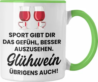 Produktbild von Trendation - Glühwein Tasse Lustig Spruch Glühweinbecher mit Henkel Doppelwandig Glühweintassen Gläser Weihnachtsmarkt Becher Tassen Geschenk (Grün)