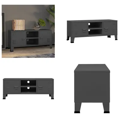 Image de vidaXL Meuble TV style industriel anthracite 105x35x42 cm métal - Meuble TV - Meubles TV - Supports TV - Table TV