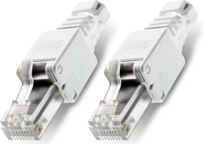 Produktbild von 2x Netzwerkstecker CAT6A RJ45 Werkzeuglose Montage CAT7 CAT6 CAT5 Netzwerk Kabel