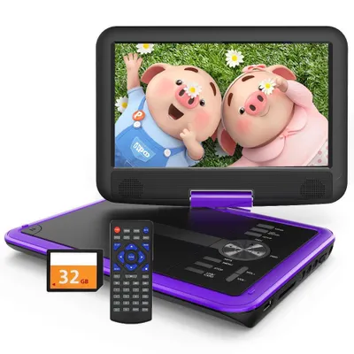 Produktbild von 11,5" Tragbarer DVD-Player mit 9,5" Schwenkbildschirm ideal für Auto Memory-Playback-Funktion und 6 Stunden Akkulaufzeit Kein Blu-ray-Support mit 32G