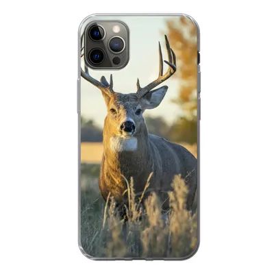 Produktbild von MuchoWow® Handyhülle Schutzhülle Hülle für iPhone 12 Pro Max Hirsche - Gras - Herbst - Geweih - Natur - Tiere Silikon Softcase Handy Hülle - Hartschale