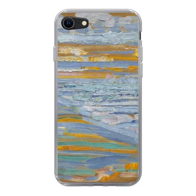 Produktbild von MuchoWow® Handyhülle Schutzhülle Hülle für iPhone 8 Blick auf den Strand und die Seebrücke von den Dünen aus - Piet Mondrian Silikon Softcase Handy Hülle - Schutzhaube
