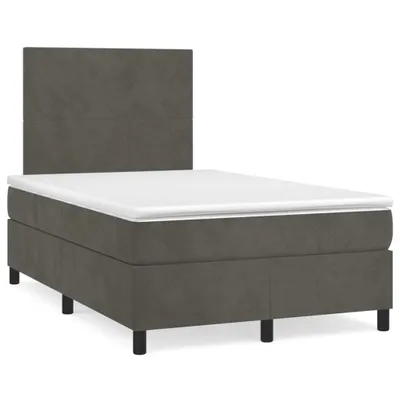 Image de vidaXL Lit boxspring avec matelas gris foncé 120x190 cm velours